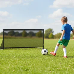 Faltbares Fußballtor 120x57x60cm Metallrahmen PE Netz Erdspieße für Outdoor Training Schwarz