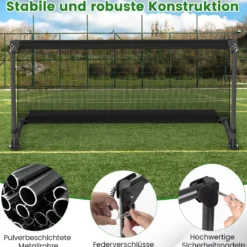 Faltbares Fußballtor 120x57x60cm Metallrahmen PE Netz Erdspieße für Outdoor Training Schwarz