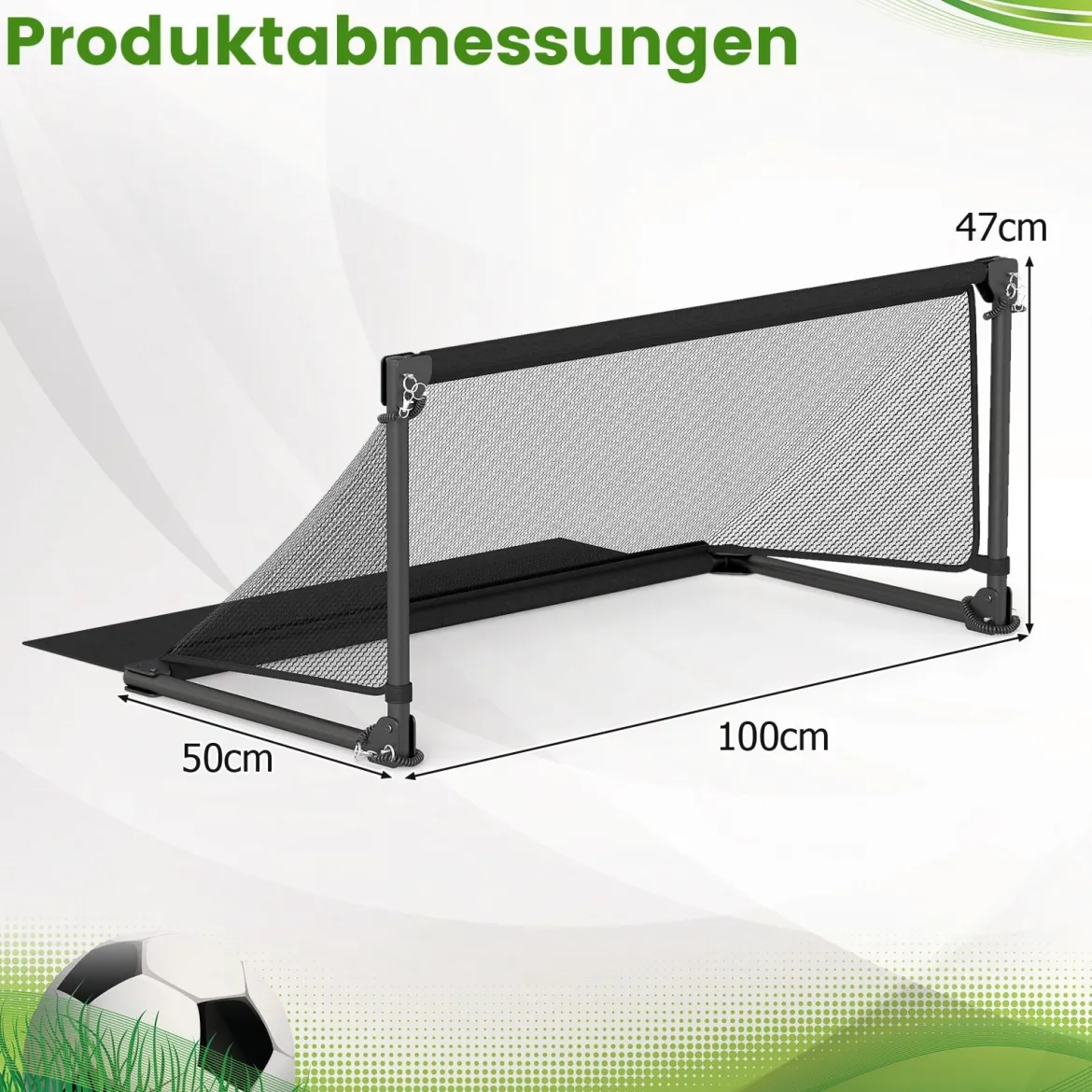 Faltbares Fußballtor 100x50x47cm Metallrahmen Pe Netz Erdspieße Für Outdoor Training Schwarz