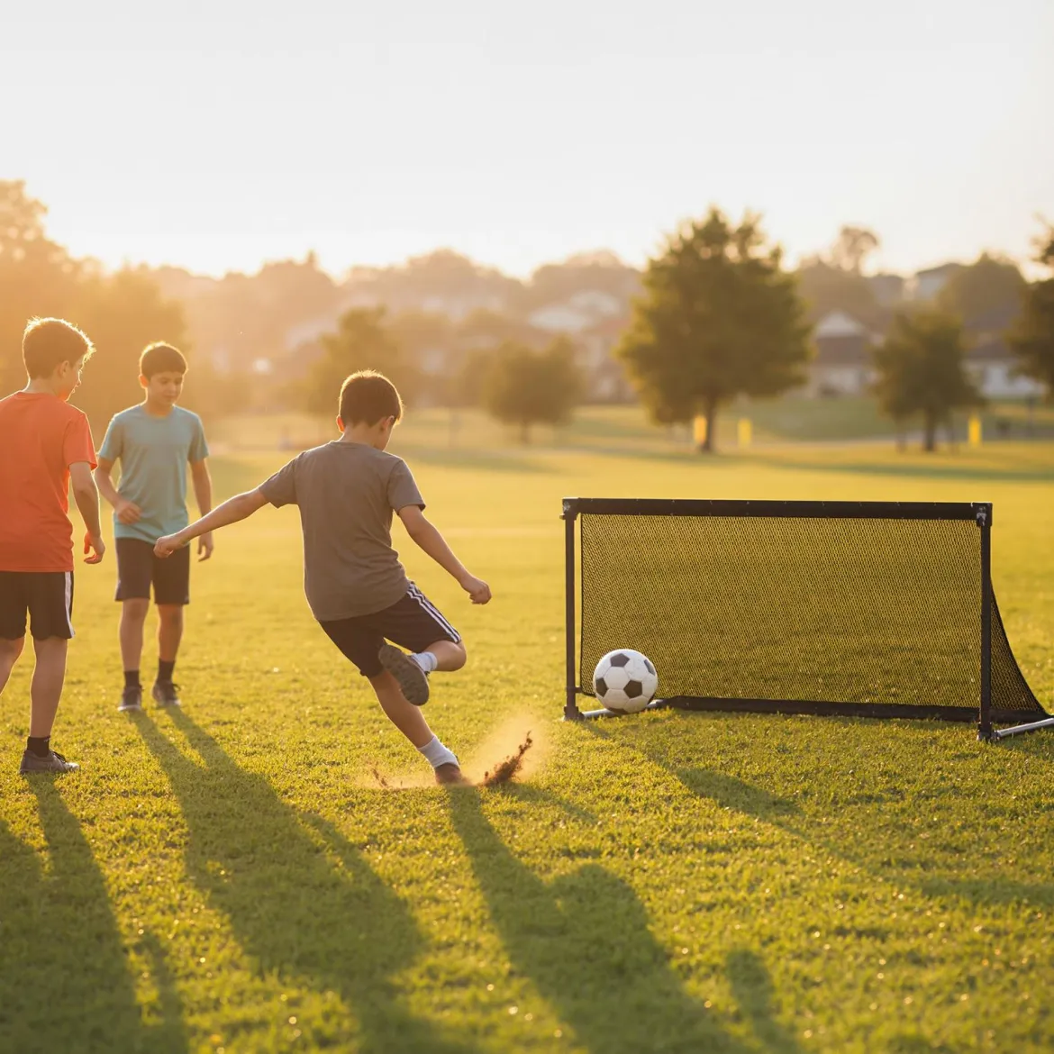 Faltbares Fußballtor 100x50x47cm Metallrahmen Pe Netz Erdspieße Für Outdoor Training Schwarz
