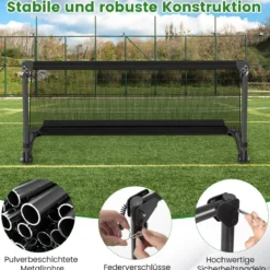 Faltbares Fußballtor 100x50x47cm Metallrahmen Pe Netz Erdspieße Für Outdoor Training Schwarz