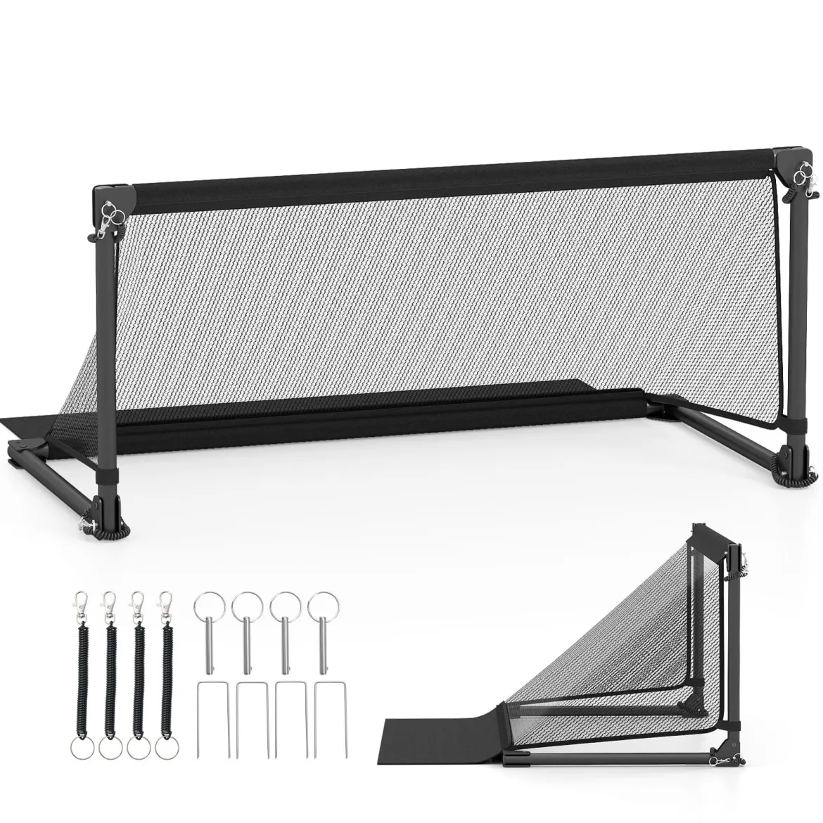 Faltbares Fußballtor 100x50x47cm Metallrahmen Pe Netz Erdspieße Für Outdoor Training Schwarz
