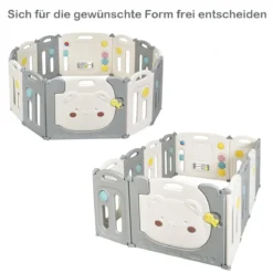 Faltbares Laufgitter mit 12 Panels Baby Laufstall tragbarer Spiellzaun
