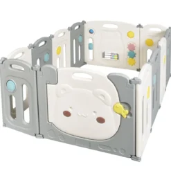 Faltbares Laufgitter mit 12 Panels Baby Laufstall tragbarer Spiellzaun