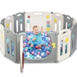 Faltbares Laufgitter mit 12 Panels Baby Laufstall tragbarer Spiellzaun