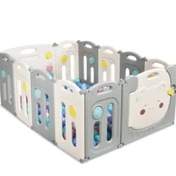 Faltbares Laufgitter mit 12 Panels Baby Laufstall tragbarer Spiellzaun
