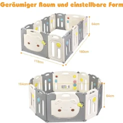 Faltbares Laufgitter mit 12 Panels Baby Laufstall tragbarer Spiellzaun