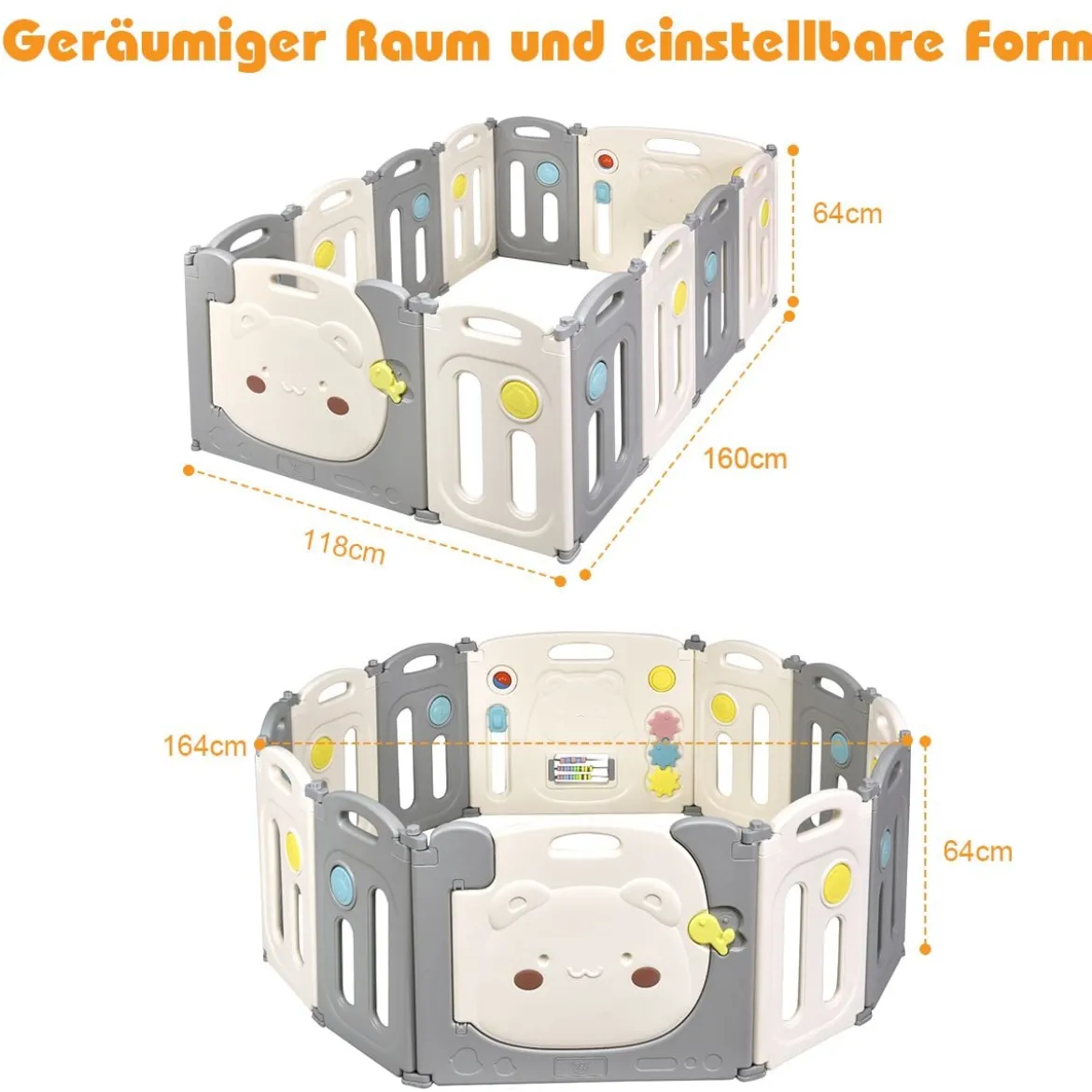 Faltbares Laufgitter mit 12 Panels Baby Laufstall tragbarer Spiellzaun