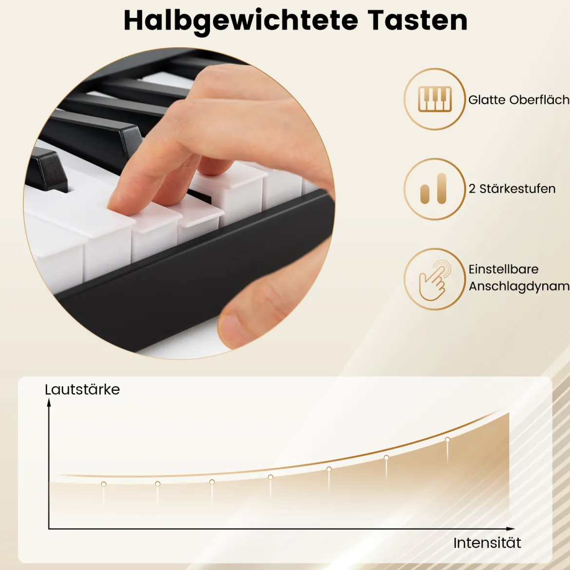 Faltbares 61-Tasten-Klavierkeyboard mit Split-Funktion & 3 Lernmodi & Mikrofon Keyboard