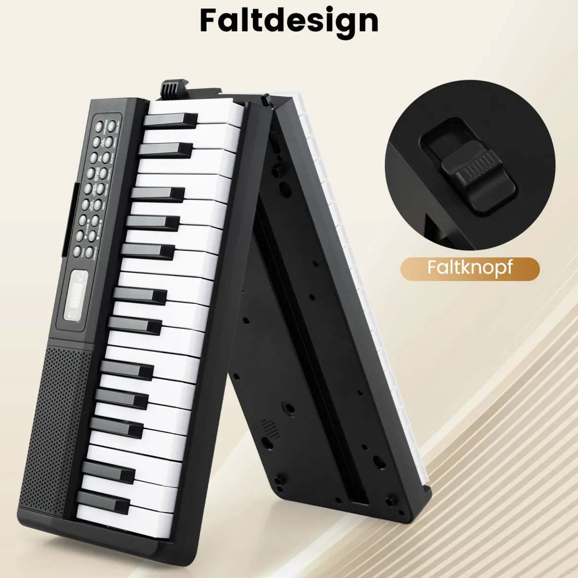 Faltbares 61-Tasten-Klavierkeyboard mit Split-Funktion & 3 Lernmodi & Mikrofon Keyboard