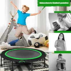 Faltbares Trampolin leises und sicheres Hüpfen φ120 x 26 cm Trampolin Schwarz und Grün