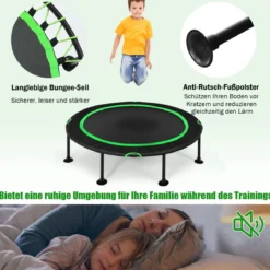 Faltbares Trampolin leises und sicheres Hüpfen φ120 x 26 cm Trampolin Schwarz und Grün