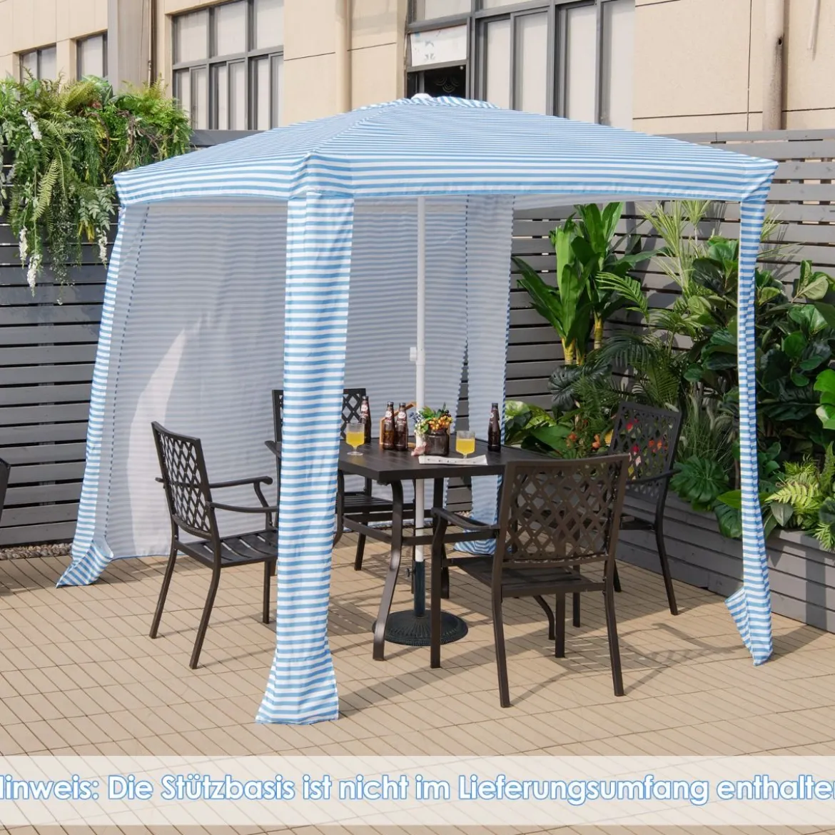 Faltbare Strandkabine Strandüberdachung mit Tragetasche 202 x 202 x 233-270 cm Hellblau