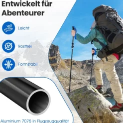 Faltbare Trekkingstöcke mit Schnellverschluss Wanderstöcke für 166-195 cm Körpergröße Blau