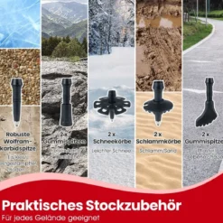 Faltbare Trekkingstöcke mit Schnellverschluss Wanderstöcke für 166-195 cm Körpergröße Rot