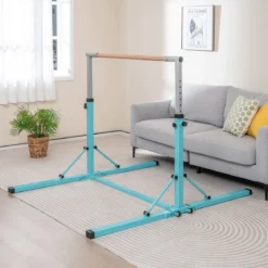 Faltbare Turnstange für Kinder Wackelfreies Heim-Fitnessgerät mit Gymnastikmatte Grün