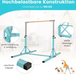 Faltbare Turnstange für Kinder Wackelfreies Heim-Fitnessgerät mit Gymnastikmatte Grün