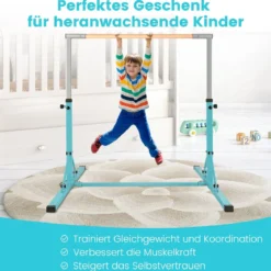 Faltbare Turnstange für Kinder Wackelfreies Heim-Fitnessgerät mit Gymnastikmatte Grün