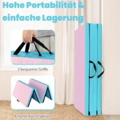 Faltbare Turnstange für Kinder Wackelfreies Heim-Fitnessgerät mit Gymnastikmatte Grün