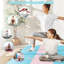 Faltbare Turnstange für Kinder Wackelfreies Heim-Fitnessgerät mit Gymnastikmatte Grün