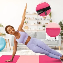 Faltbare Turnstange für Kinder Wackelfreies Heim-Fitnessgerät mit Gymnastikmatte Rosa