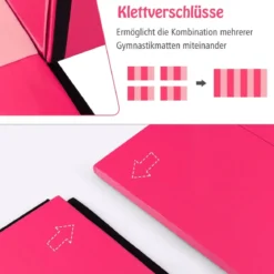 Faltbare Turnstange für Kinder Wackelfreies Heim-Fitnessgerät mit Gymnastikmatte Rosa