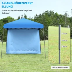 Faltpavillon Gartenpavillon mit abnehmbarer Seitenwand Partyzelt höhenverstellbar Blau