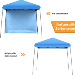Faltpavillon Gartenpavillon mit abnehmbarer Seitenwand Partyzelt höhenverstellbar Blau
