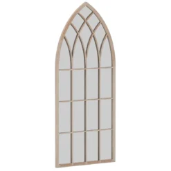 Farmhouse Fensterrahmen Spiegel gewölbter Wandspiegel mit Metallrahmen Grau 115 x 50 x 2 cm
