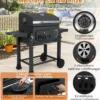 Fass-Holzkohlegrill mit 2 Klappbaren Seitentischen Outdoor-Grill mit Ablagefach & Rädern