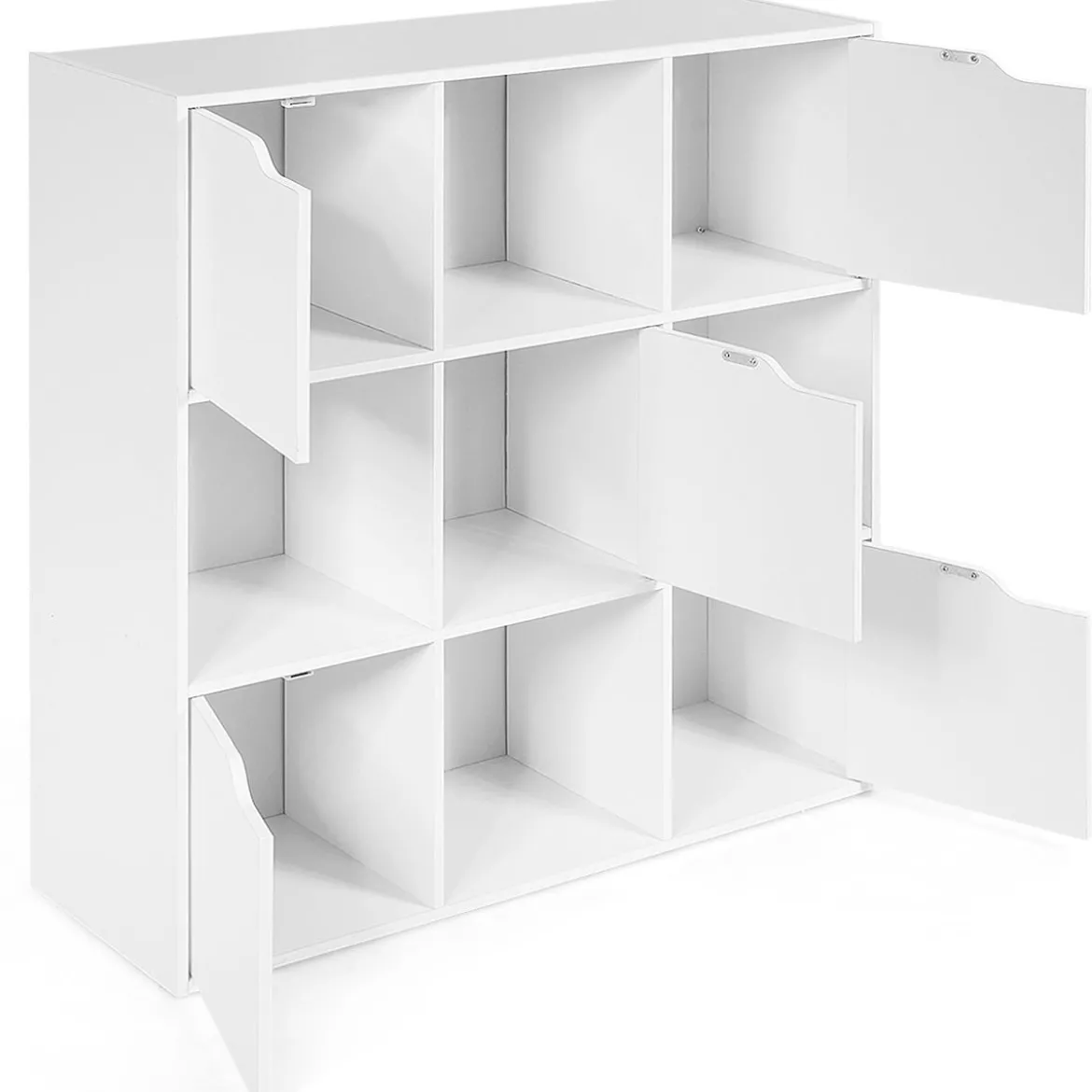 9-Fächer Stauraum Organizer Regal mit Türen freistehendes Holz Bücherregal
