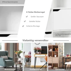9-Fächer Stauraum Organizer Regal mit Türen freistehendes Holz Bücherregal