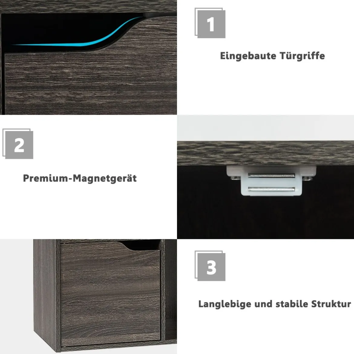 9-Fächer Stauraum Organizer Regal mit Türen freistehendes Holz Bücherregal