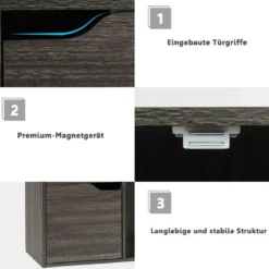9-Fächer Stauraum Organizer Regal mit Türen freistehendes Holz Bücherregal