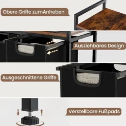 2 Fächer Wäschekorb mit Ablage & 2 Abnehmbaren Taschen Wäschesammler 72,5 x 33 x 72 cm