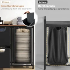 3 Fächer Wäschekorb mit Ablage & 3 Abnehmbaren Taschen Wäschesammler 66,5 x 33 x 72 cm
