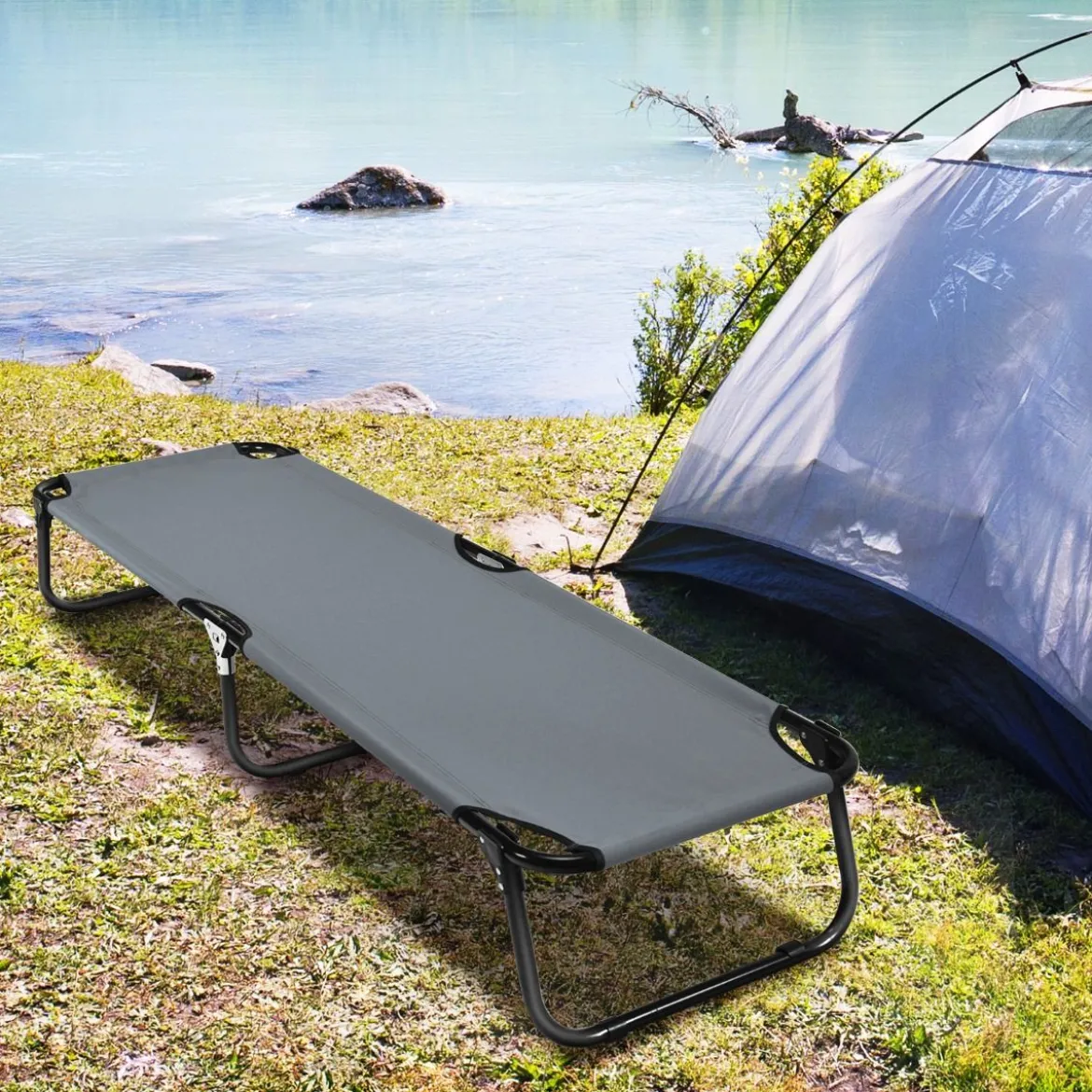 Feldbett Campingbett bis 150 kg belastbar Klappbett Liege Bett Campingliege Einzelbett 191 x 56 x 31cm Grau