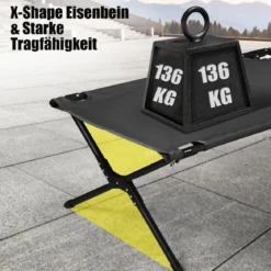 Feldbett Campingbett Metallrahmen Faltbar Klappbett Belastbar bis 135 kg 190 x 67 x 42 cm Grau