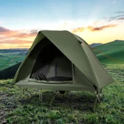 Feldbett mit Zelt für 2 Personen Campingbett mit Regenschutz & 2 Netztüren & Rolltasche