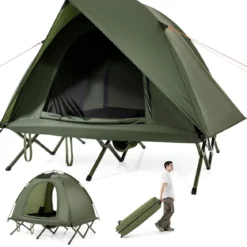 Feldbett mit Zelt für 2 Personen Campingbett mit Regenschutz & 2 Netztüren & Rolltasche