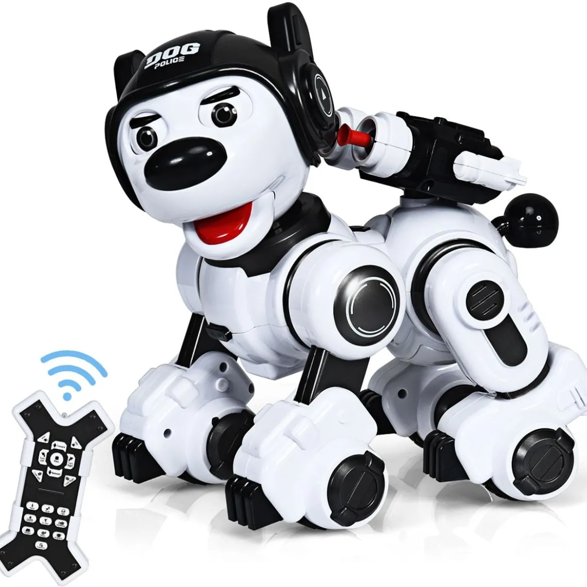 Ferngesteuert Hund Roboter Roboterhund intelligent Roboter-Spielzeug 18 x 25 x 25 cm Schwarz + Weiß