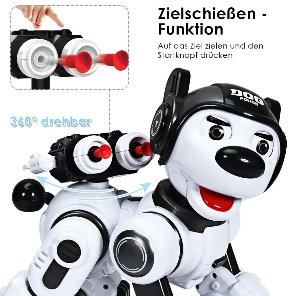 Ferngesteuert Hund Roboter Roboterhund intelligent Roboter-Spielzeug 18 x 25 x 25 cm Schwarz + Weiß