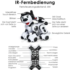 Ferngesteuert Hund Roboter Roboterhund intelligent Roboter-Spielzeug 18 x 25 x 25 cm Schwarz + Weiß