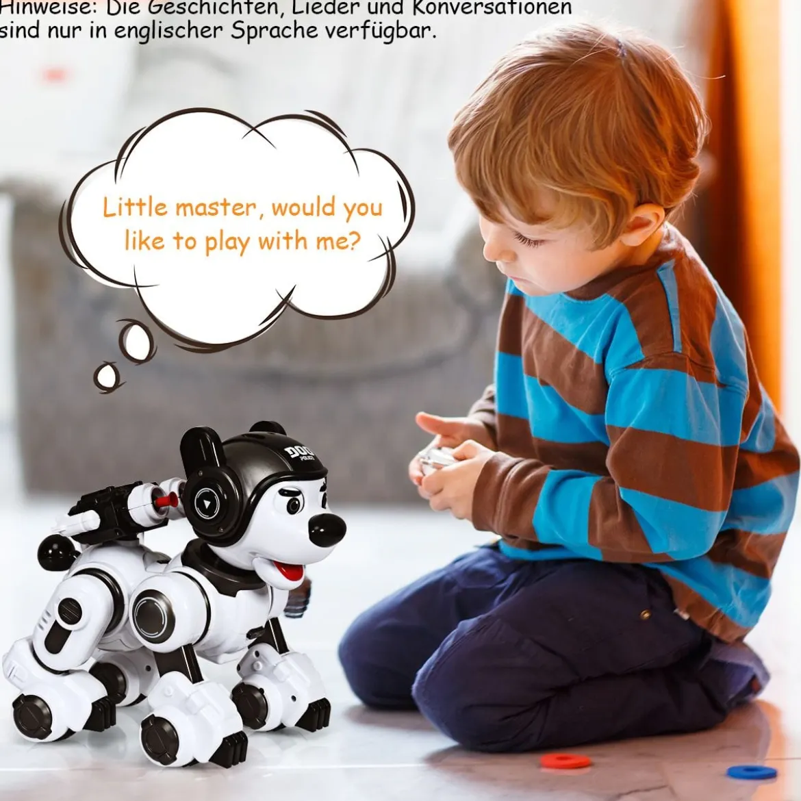 Ferngesteuert Hund Roboter Roboterhund intelligent Roboter-Spielzeug 18 x 25 x 25 cm Schwarz + Weiß