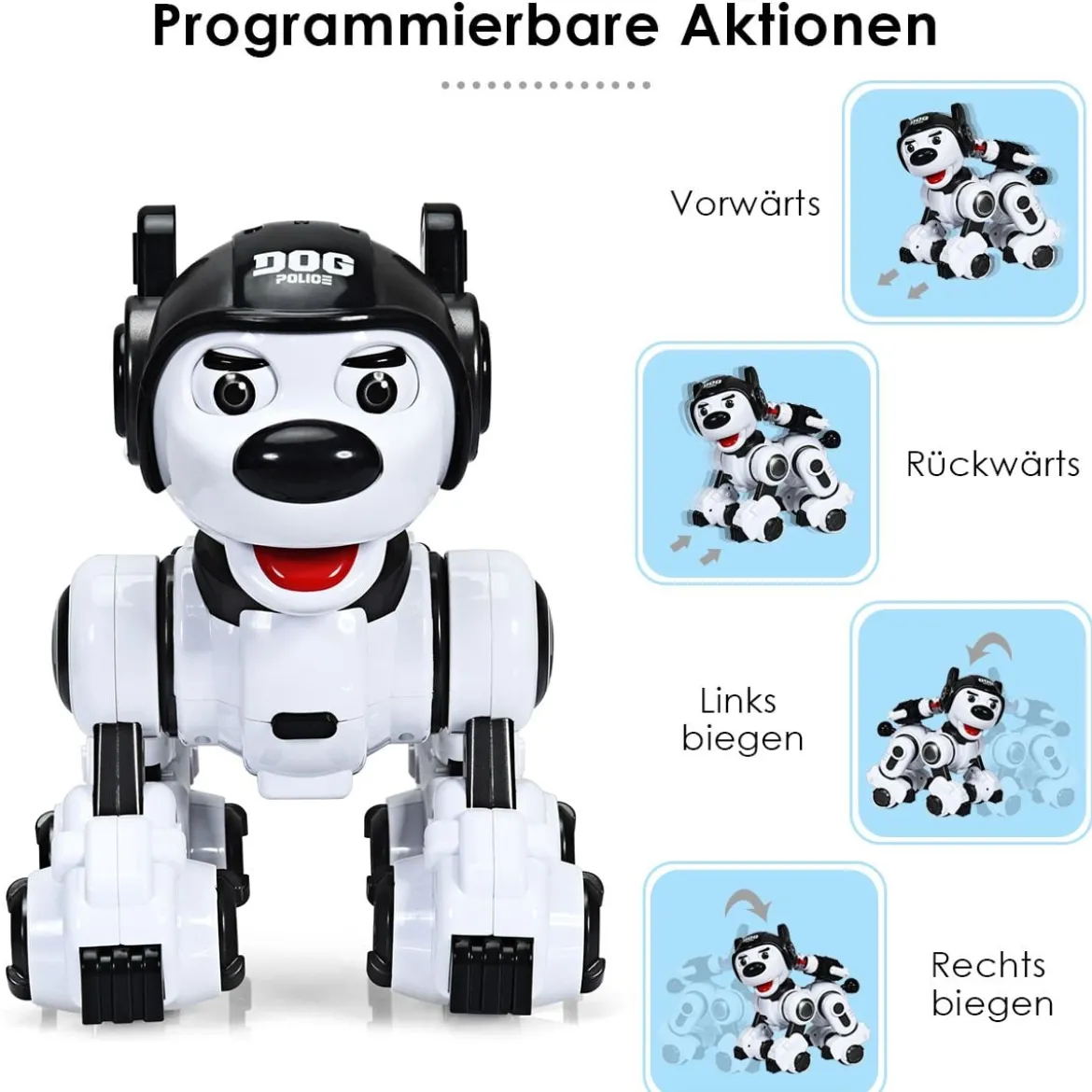 Ferngesteuert Hund Roboter Roboterhund intelligent Roboter-Spielzeug 18 x 25 x 25 cm Schwarz + Weiß