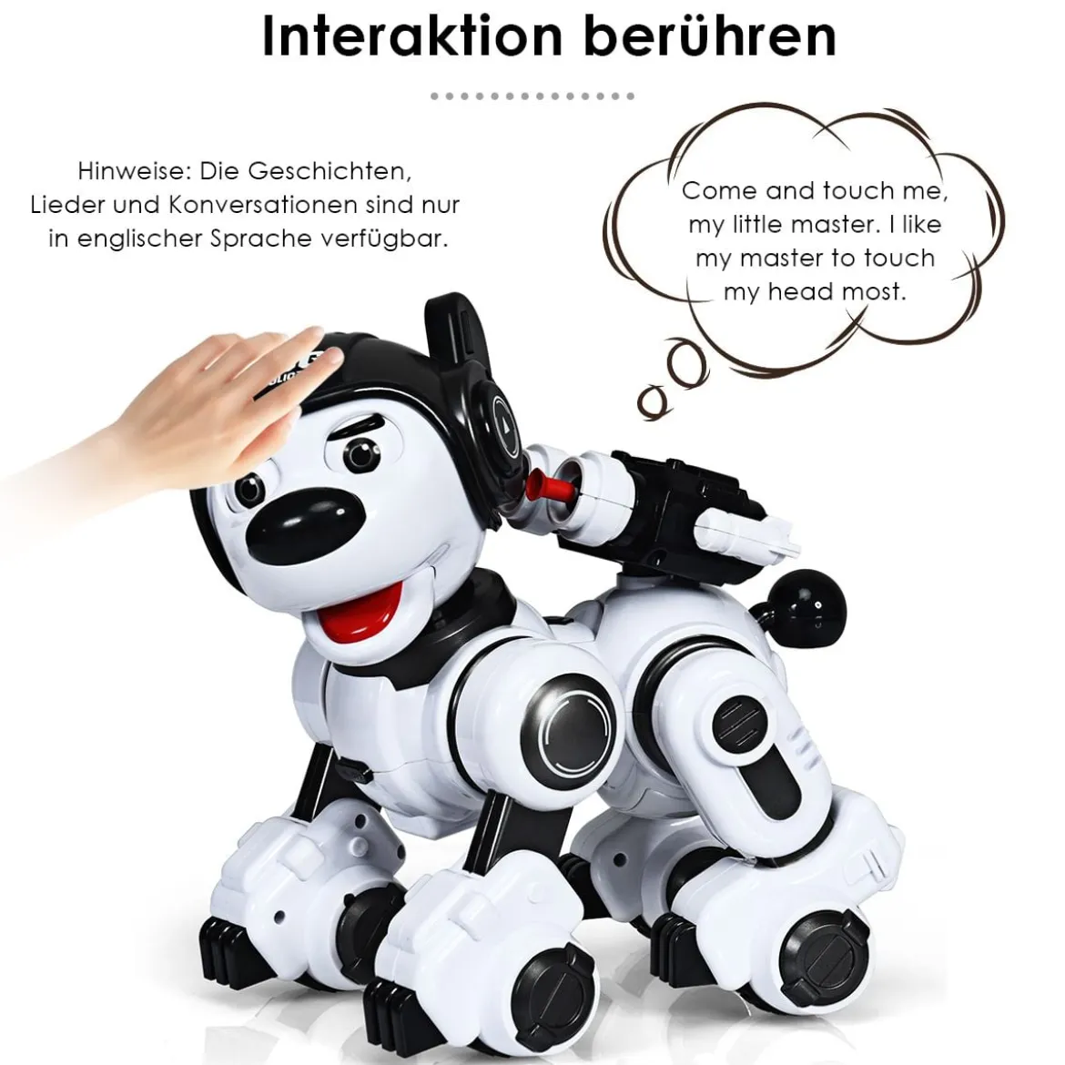Ferngesteuert Hund Roboter Roboterhund intelligent Roboter-Spielzeug 18 x 25 x 25 cm Schwarz + Weiß