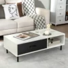 Fernsehschrank für TVs bis zu 50" mit Schublade & offenem Regal TV Schrank modern Weiß + Schwarz