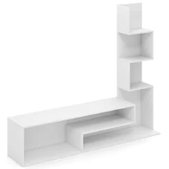 Fernsehschrank Holz Fernsehtisch mit Bücherregal für TVs bis zu 50