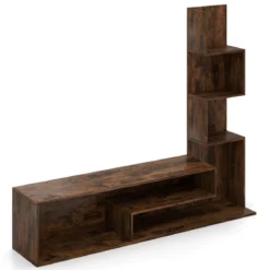 Fernsehschrank Holz Fernsehtisch mit Bücherregal für TVs bis zu 50