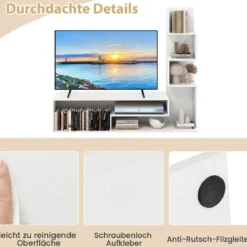 Fernsehschrank Holz Fernsehtisch mit Bücherregal für TVs bis zu 50